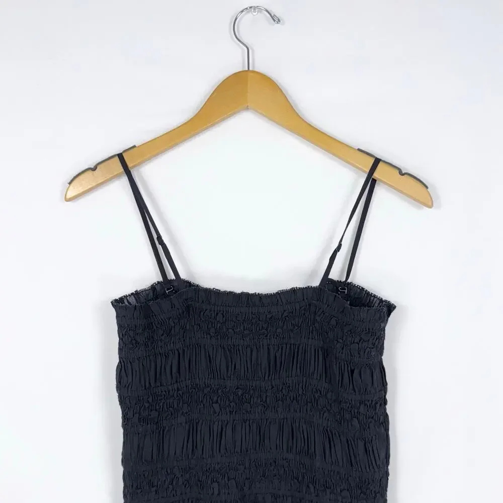 J Crew Women's Smocked Cotton Voile Maxi Dress Medium Black - Picture 11 of 16